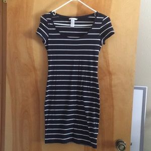 H&M Navy Striped T-shirt Dress, XS